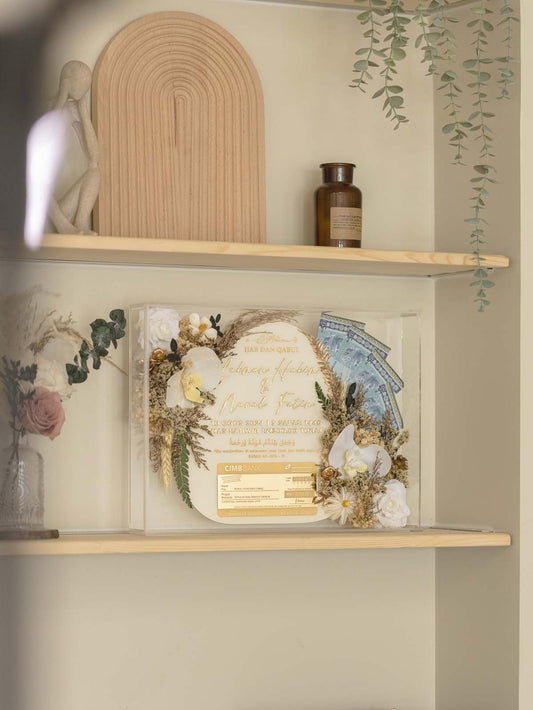 MAS KAHWIN | beige color with Floral Decor & Acrylic Display