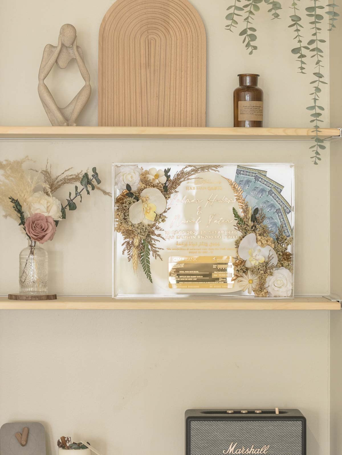 MAS KAHWIN | beige color with Floral Decor & Acrylic Display