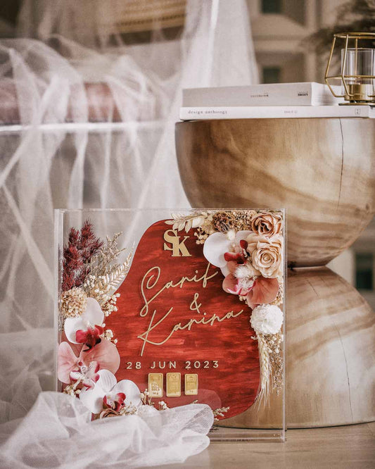 Frame Mas Kahwin Classic Ruby Red Gold 3D frame