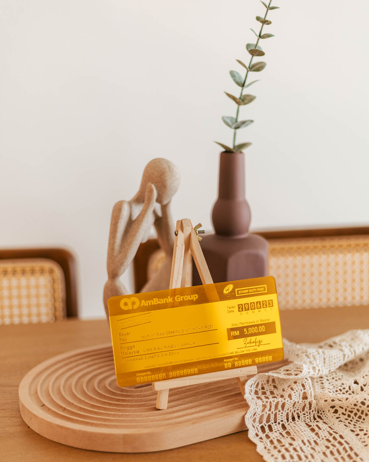 Mock up cheque acrylics | Replika Cek