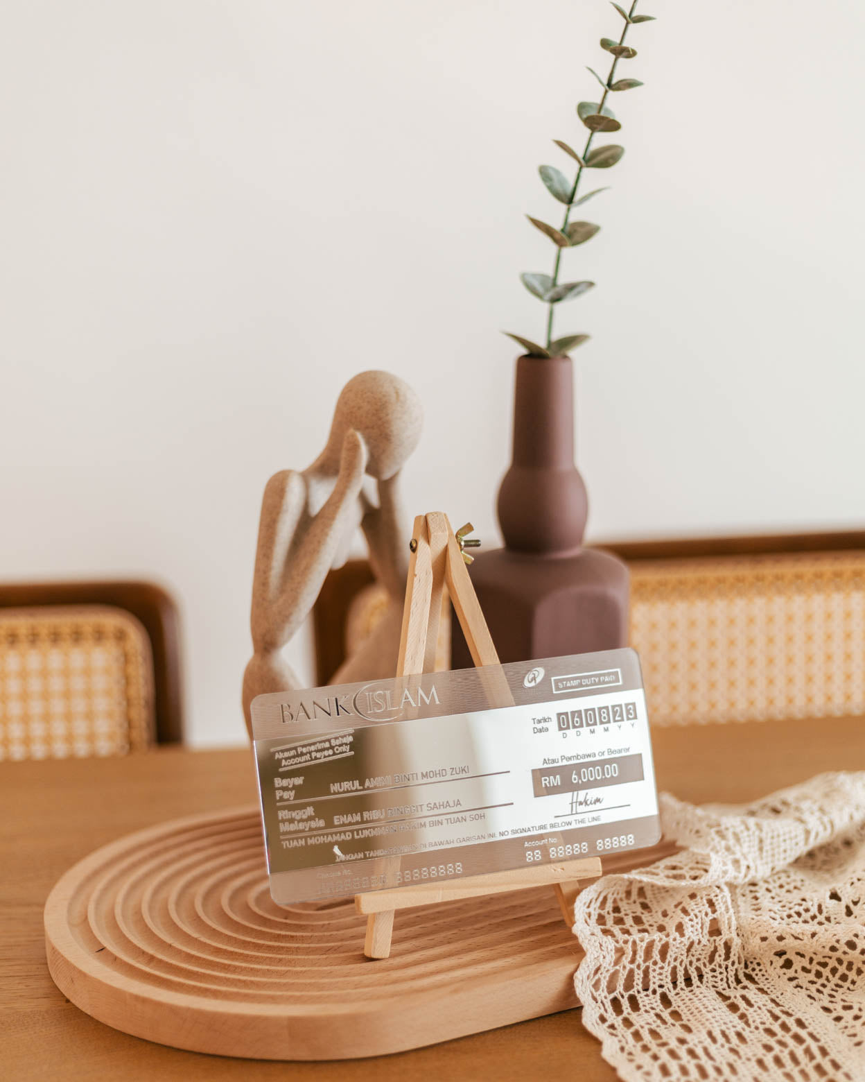 Mock up cheque acrylics | Replika Cek