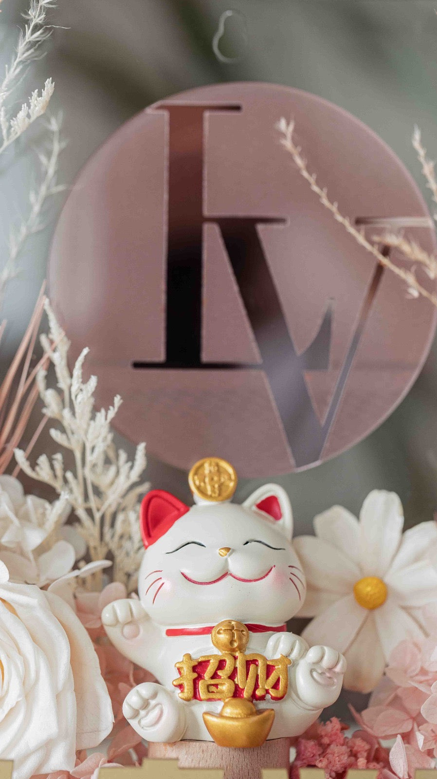 Maneki Neko 3D (Pink White)